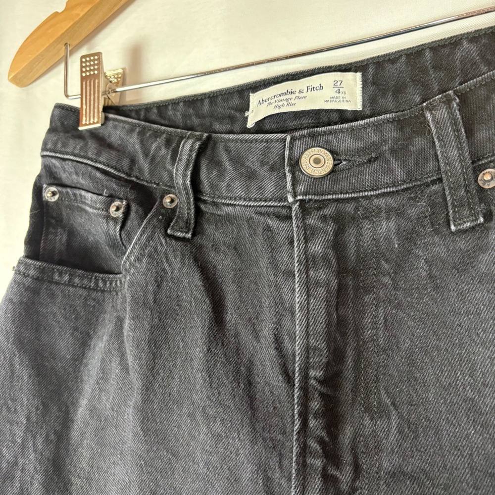 Abercrombie & Fitch Curve Love Vintage Flare High Rise Black Jeans 27 4XS - Picture 4 of 8